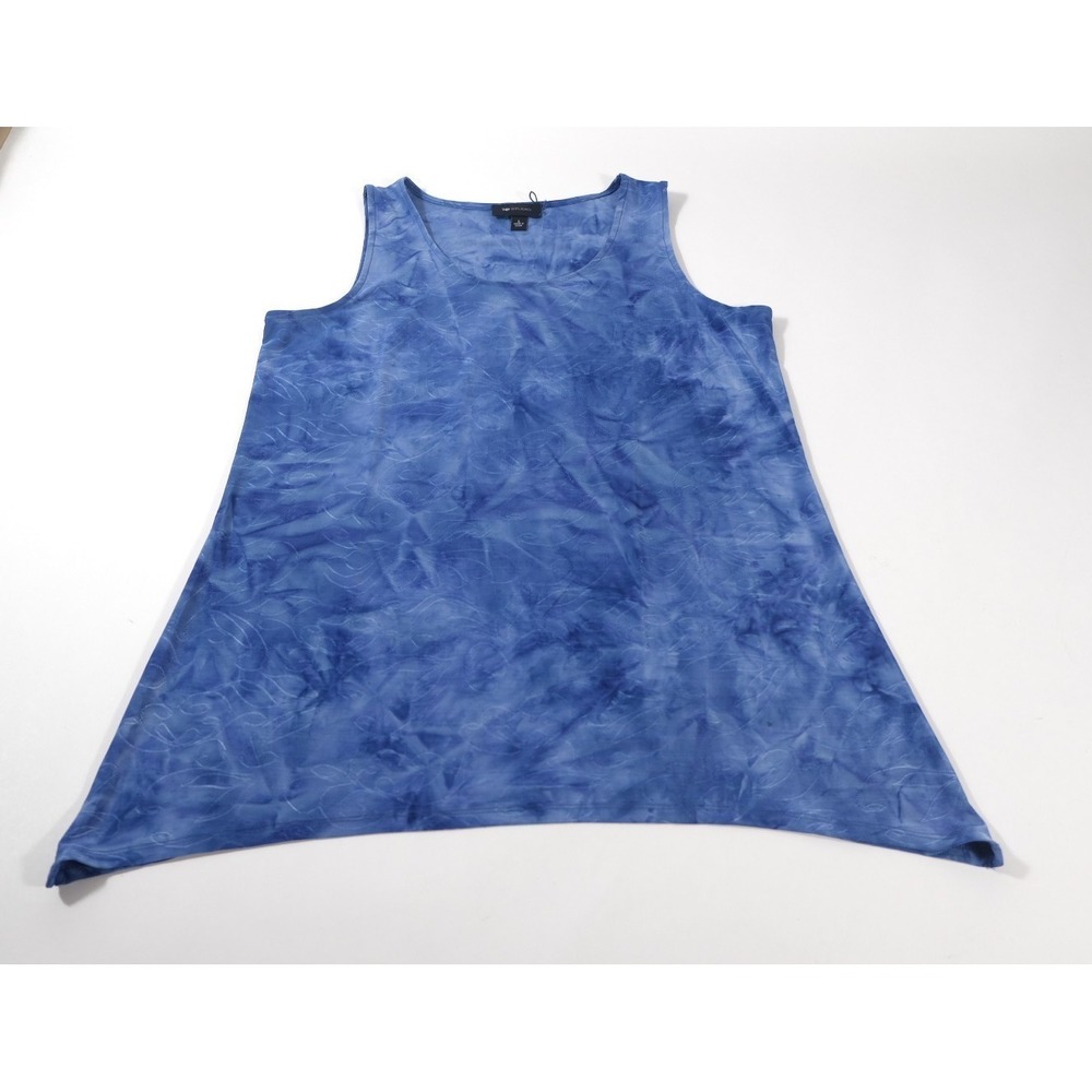 AB Studio Tank Top Womens Large Blue Tie Dye‎ Sleeveless Scoop Neck A-Line Swirl